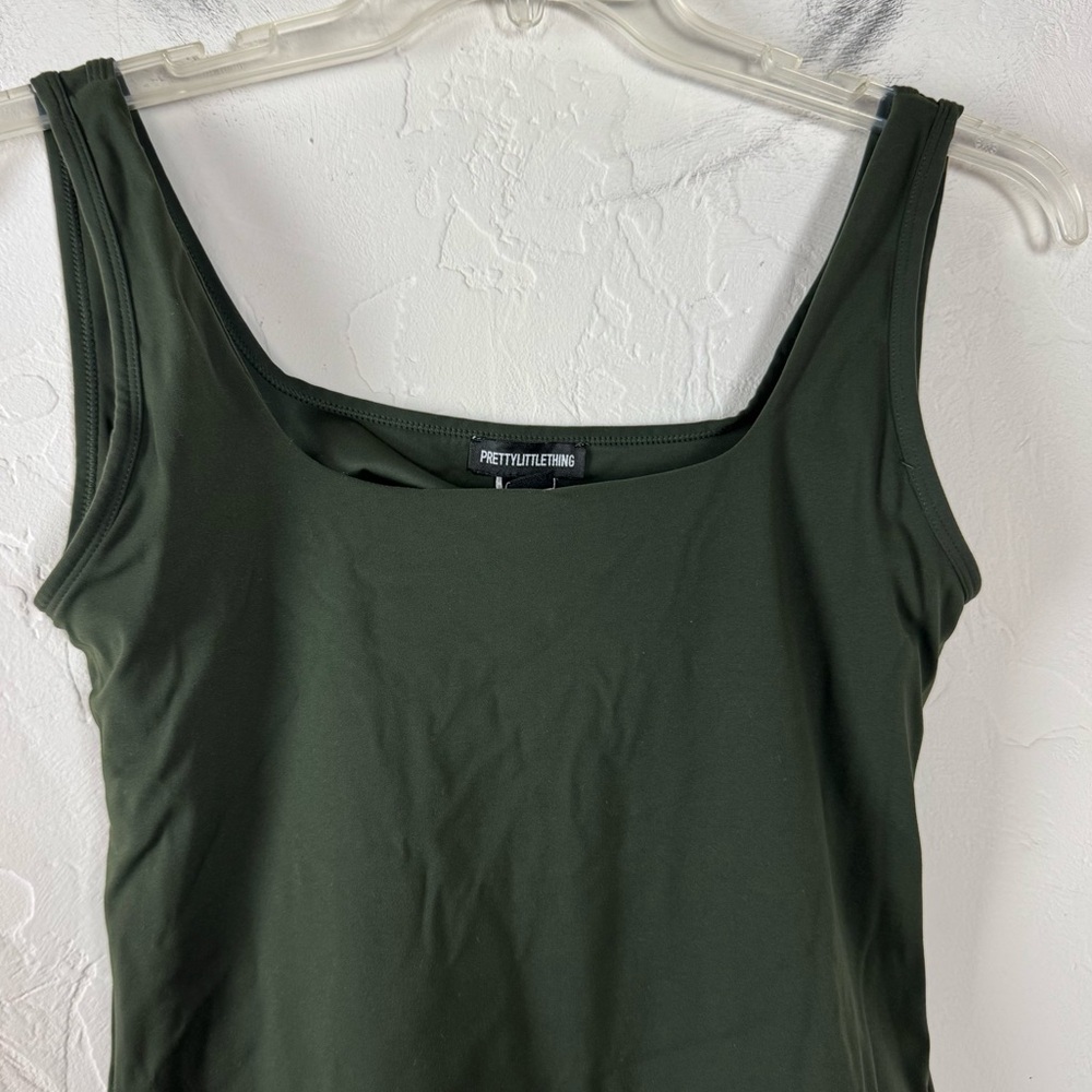 Pretty Little Thing One Piece Onesie Romper Athletic Workout Solid Green Knit - Picture 3 of 11